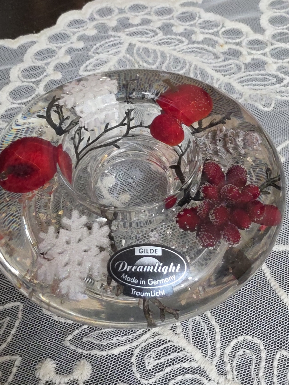 Acrylic Christmas Holiday Votive Holder in Red Made In Germany